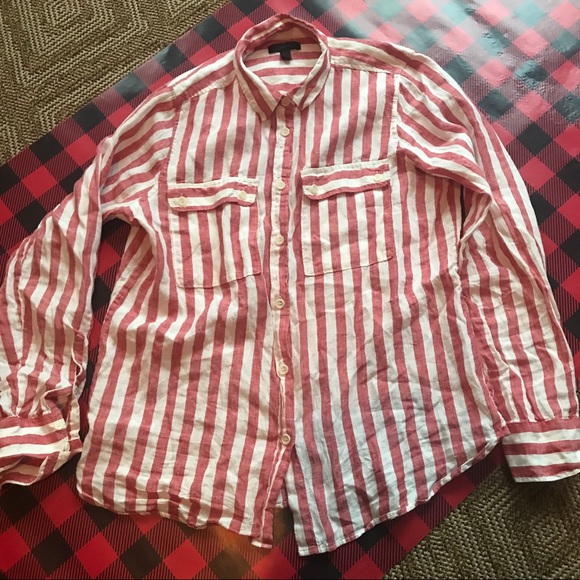 J Crew Striped Two Pocket Button Front Shirt - Picture 2 of 4